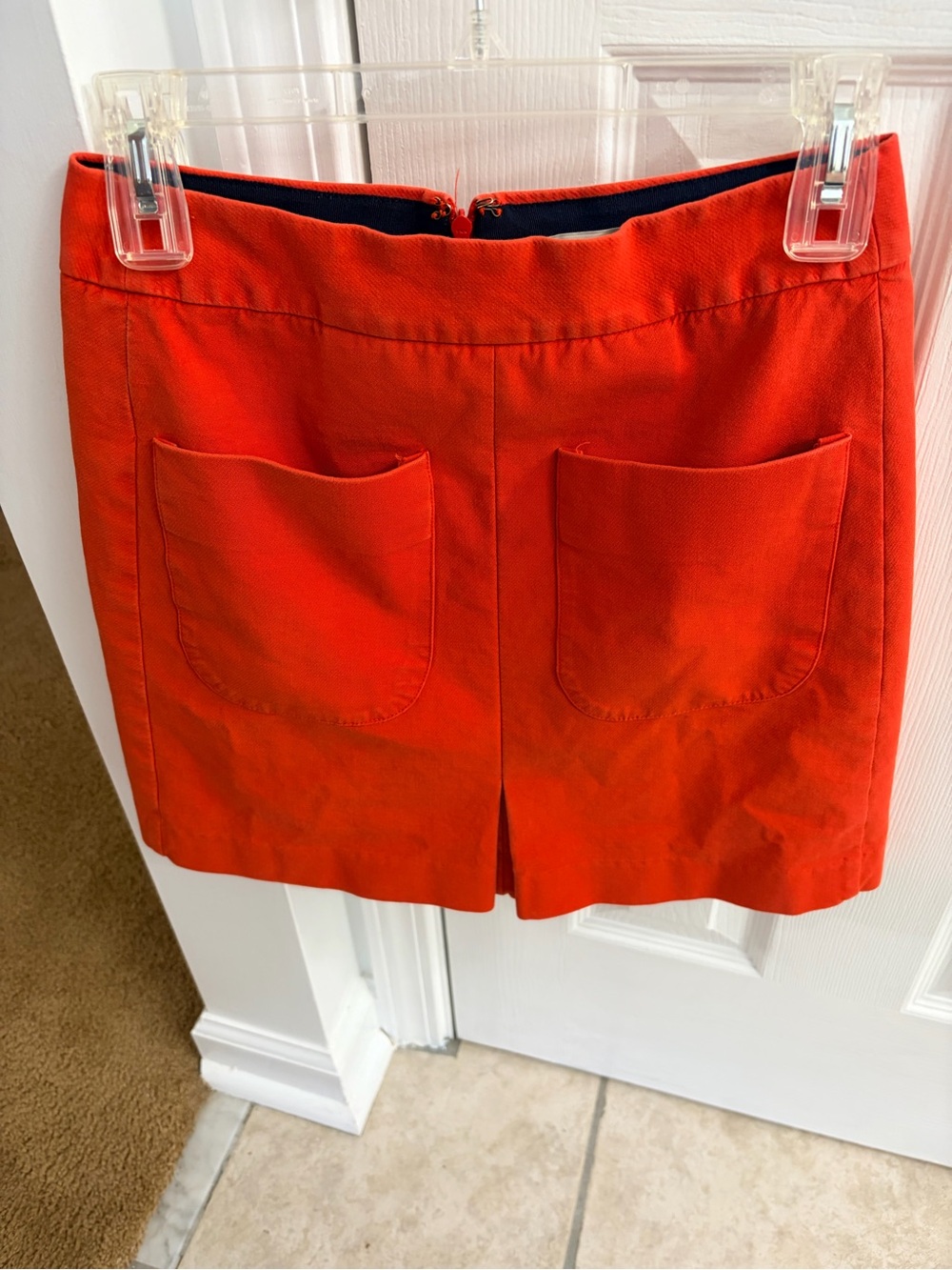 LOFT Orange Red Patch Pocket Mini Skirt Size 0 Preppy Y2K